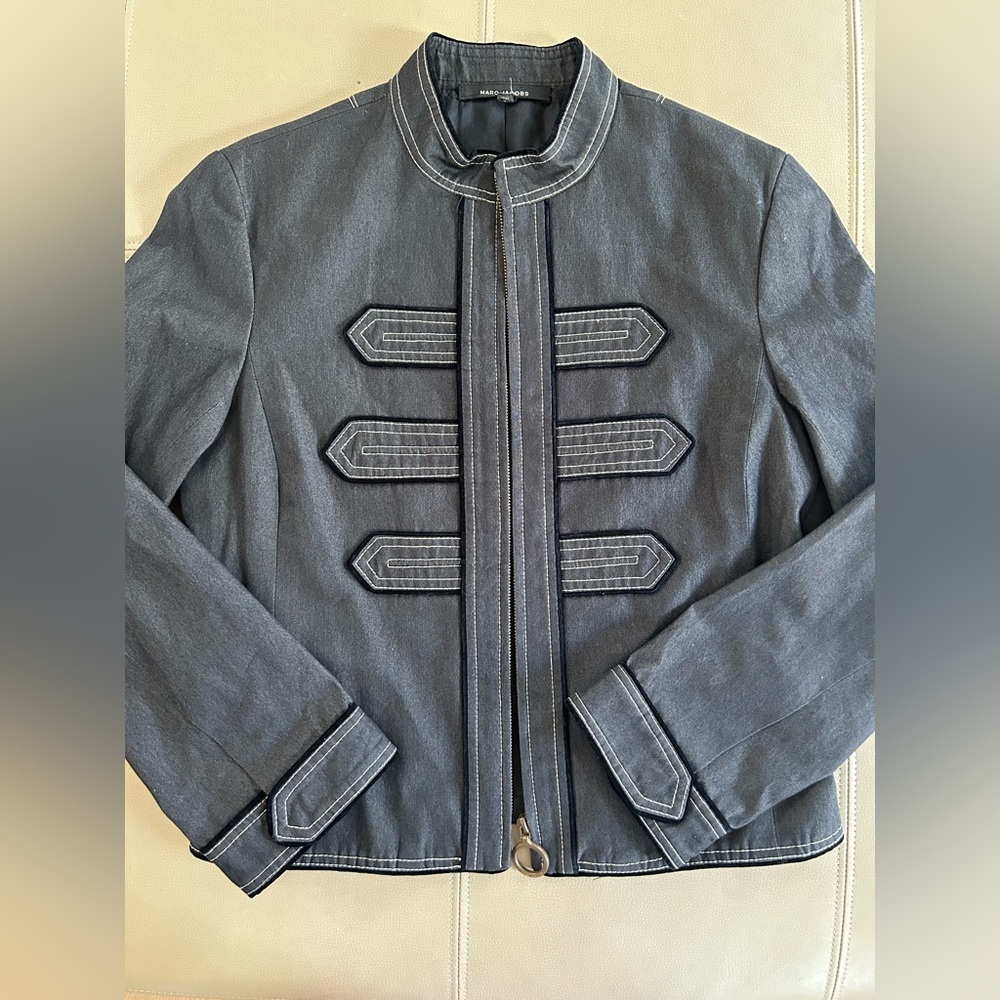 Marc Jacobs dark grey military jacket 100% cotton and silk size M like new